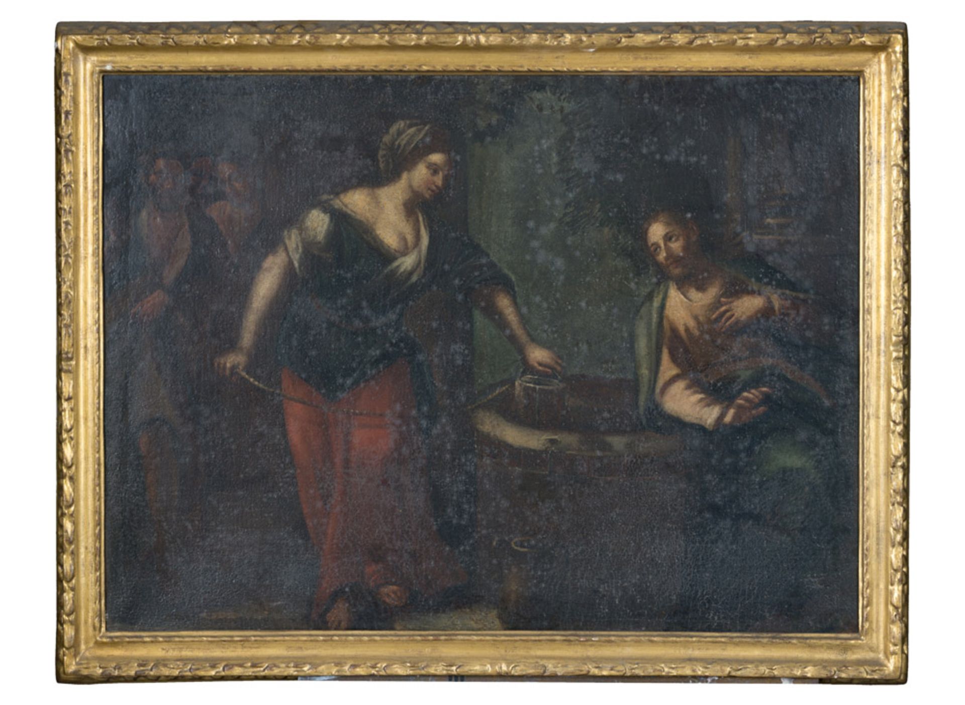 Italian painter, 17th century. The samaritana to the well. Oil on canvas, cm. 74 x 101.PITTORE