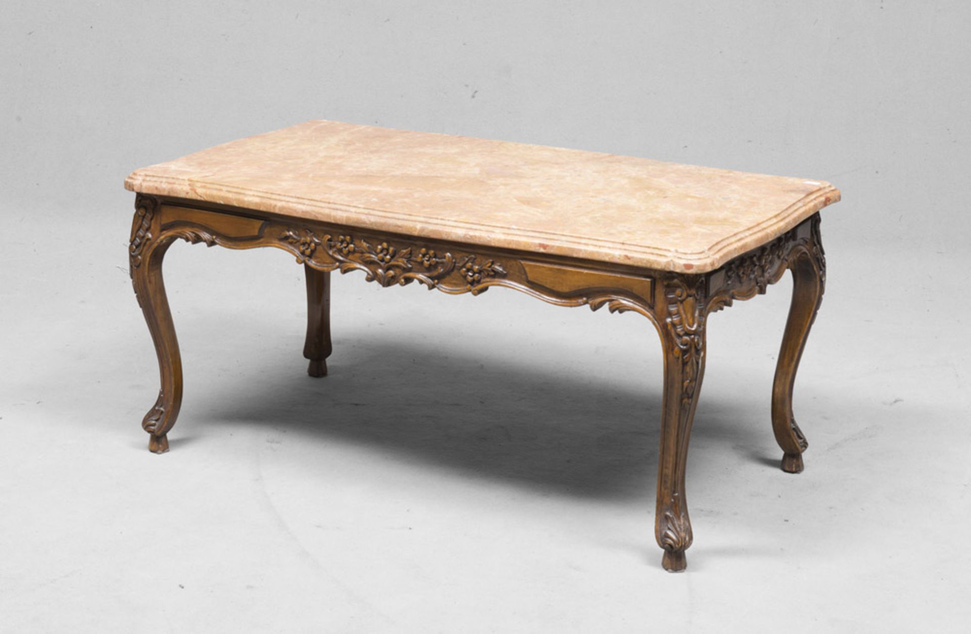 Wood dyed to walnut-tree living room table, 20th century. Measures cm. 50 x 108 x 60.TAVOLO DA