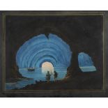 Neapolitan painter, early 20th century. The blue cave in Capri 1836. Gouache, cm. 52 x 62.PITTORE