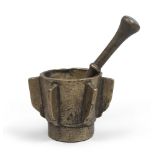 Bronze Mortar with pestle, 16th century. Measures mortar cm. 12 x 16.MORTAIO IN BRONZO CON PESTELLO,