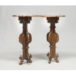 A PAIR OF SMALL WALNUT-TREE CONSOLES, ANCIENT ELEMENTS