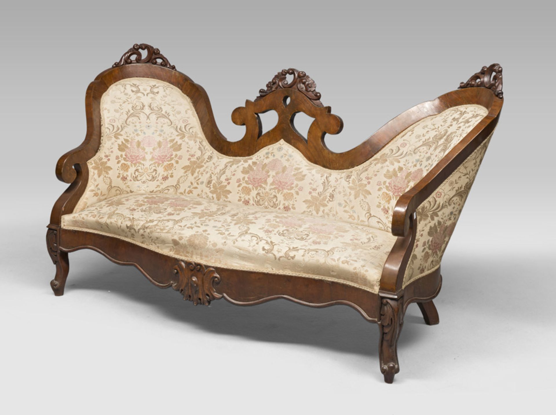 Mahogany sofa, period Louis Philip. Measures cm. 103 x 180 x 70.BEL DIVANO IN MOGANO, PERIODO