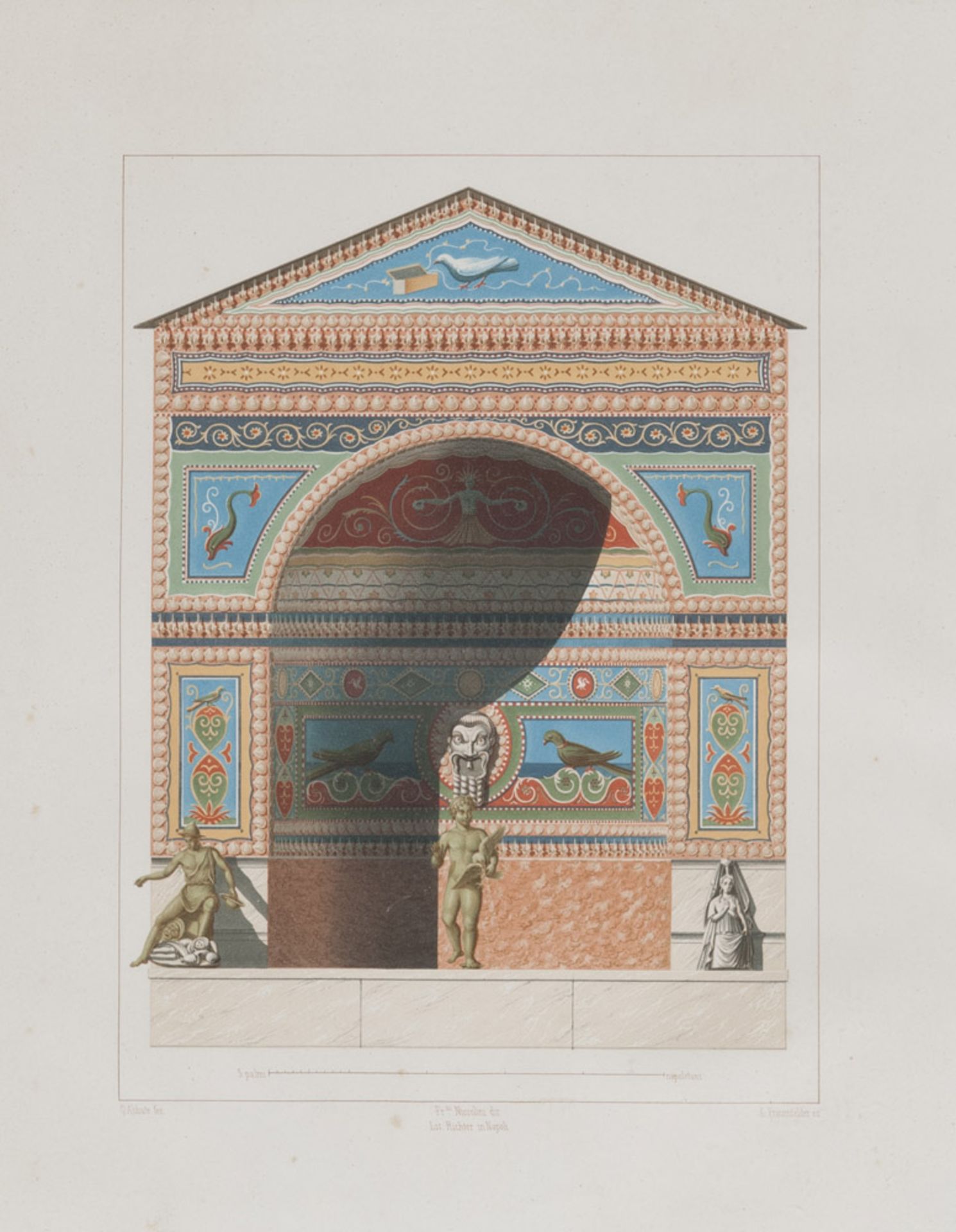 Engraver early 20th century. Pompeiane. A pair of color prints, cm. 41 x 33 (one of a A pair). - Bild 2 aus 2