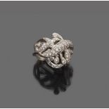 White gold 18 kts. ring, with pavè. Brilliant ct. 1.00 ca., general weight gr. 11,10.GRAZIOSO ANELLO