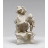 ITALIAN SCULPTOR OF THE 20TH CENTURY Little boys Sculpture in alabaster, cm. 28 x 13 x 14