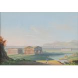 NEAPOLITAN PAINTER, LATE 19TH CENTURY VIEW OF PAESTUM VIEW OF THE GULF OF NAPLES A pair of
