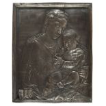 Silver high-relief representing Virgin with Child, early 20th century. Measures cm. 70 x 55.