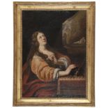 Venetian painter, 17th century. The passion of Mary Magdalene. Oil on canvas applied on board, cm.