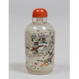 A CHINESE POLYCHROME GLASS SNUFF BOTTLE, 20TH CENTURY