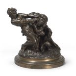 AUGUST RIVALTA (Alexandria 1837 - Florence 1925) SATYR THAT ABDUCTS A NYMPH Sculpture in bronze, cm.