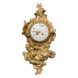 A SPLENDID BRONZE CARTEL CLOCK, 18TH CENTURY chiseled to volutes, leaves of acanthus, flowers and