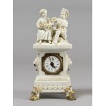 SMALL BISCUIT CLOCK, 20TH CENTURY from nineteenth-century model, with figures of young florists on