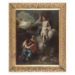 ROMAN PAINTER, 19TH CENTURY Biblical episode Oil on canvas, cm. 81 x 63 Gilded frame PITTORE ROMANO,