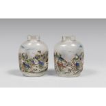 A pair of Chinese glass snuff bottles, 20th century.