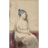 ITALIAN PAINTER, LATE 19TH CENTURY POMPEIANA WOMAN Watercolor on paper, cm. 22 x 13.5 Unsigned in