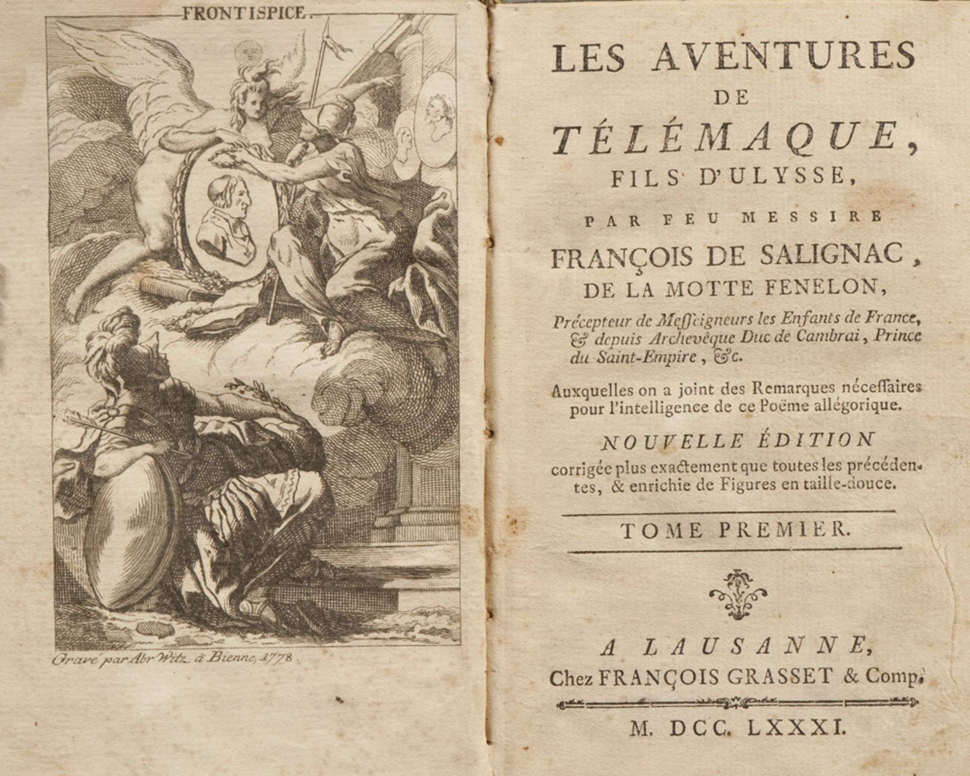CLASSICAL François de Salignac, Les Aventures de Télemaque. A volume with engravings and engraving