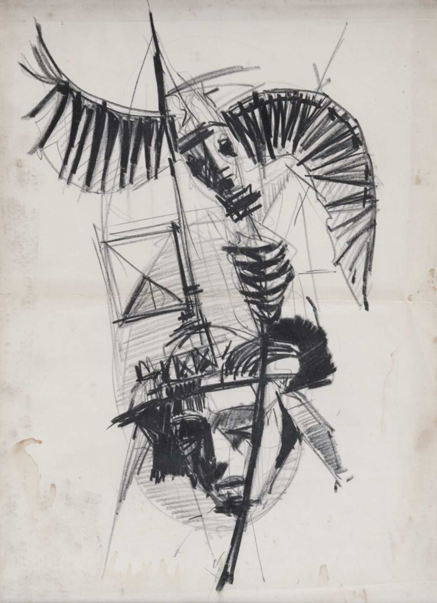 FRANK GARELLI (Dawn 1909 - 1973) Without title, years '60 Pencil and carboncino on paper, cm. 44 x