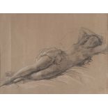 ITALIAN PAINTER OF THE 20TH CENTURY Female nude Draw to pencil and piece of chalk on brown paper,