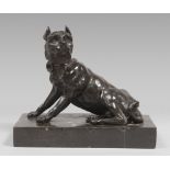 French sculptor, 19th century. Dog. Burnished bronze sculpture, cm. 15 x 16 x 10. SCULTORE FRANCESE,