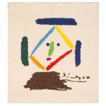 CARPET FROM PABLO PICASSO, MARKED DESSO ART COLLECTION in wool, with decorum to cubistic face.