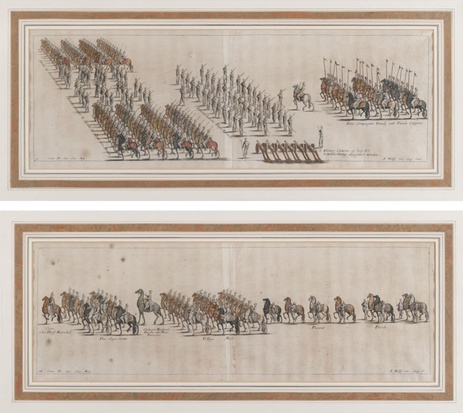 GERMAN ENGRAVER, LATE 19TH CENTURY CAVALRY, INFANTRYMEN AND ARTILLERY CAVALRY AND MUSICAL