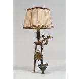 Bronze lamp with marble base, early 20th century.