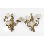 A PAIR OF GILDEDED BRONZE APPLIQUES, 19TH CENTURY of Luigi XV style, chisels to motives for