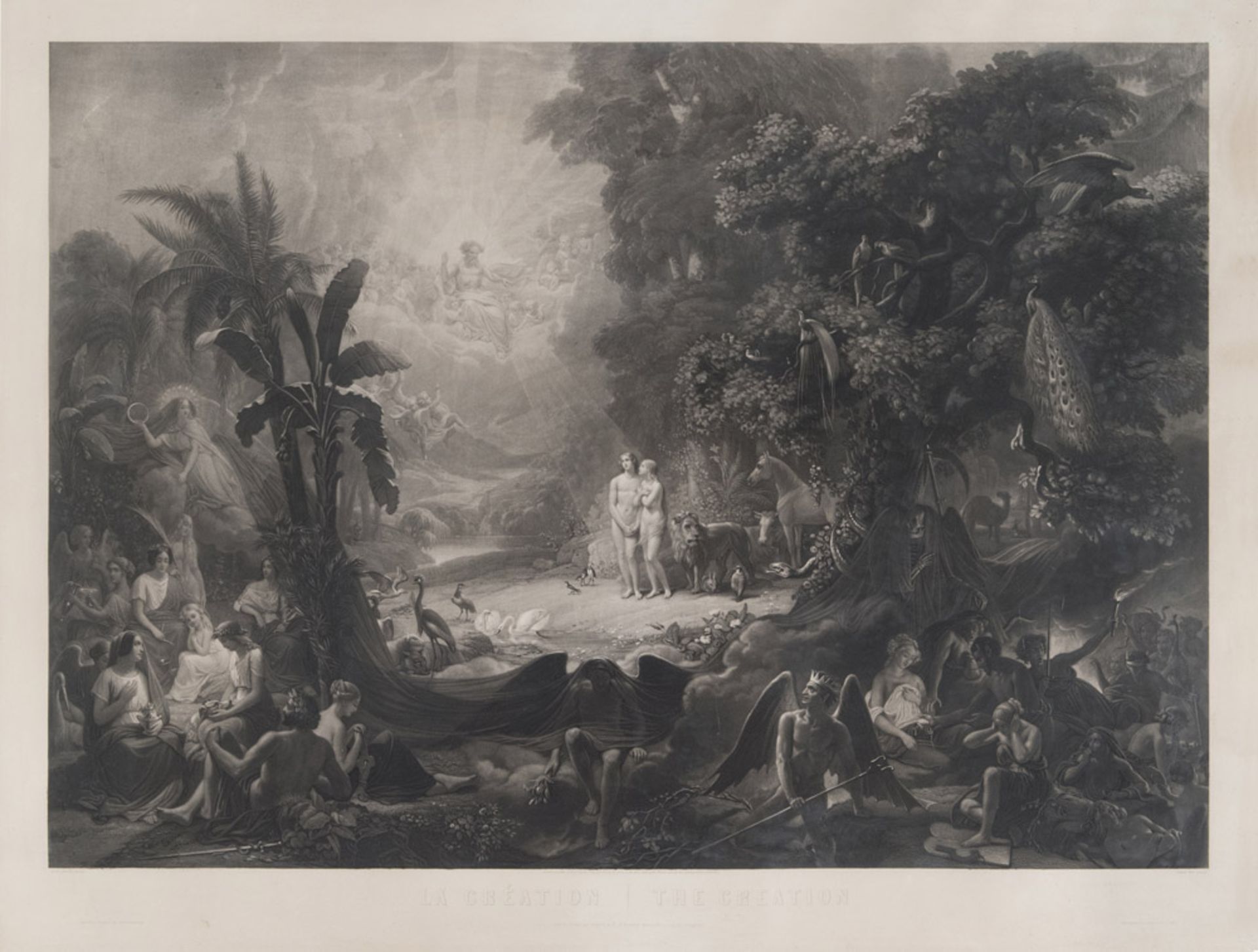 FRENCH ENGRAVER, EARLY 19TH CENTURY THE CREATION Etching, cm. 82 x 103 Subtitled Gilded frame