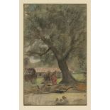 GENNARO VILLANI (Naples 1885-1948) COTTAGE Pastel on paper, cm. 33 x 21 Signed lower left Gilded