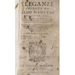 Selection by Aldo Manuzio. A volume. Ed. Venice 1672. Full parchment. ALDINE Eleganze scelte da Aldo