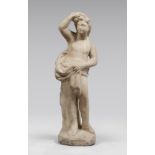 Italian sculptor, 16th century. Nude boy with drape. Marble sculpture, cm. 78 x 23 x 30. SCULTORE