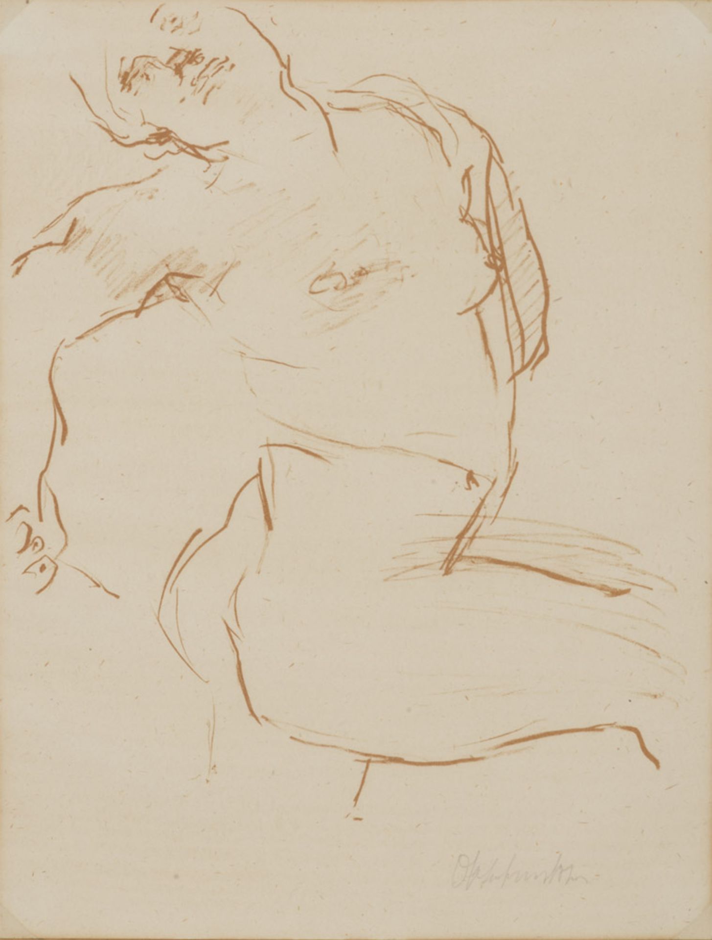 PAINTER OF THE 20TH CENTURY Male nude Pencil on paper, cm. 24,5 x 18,5 Illegible signature in low to