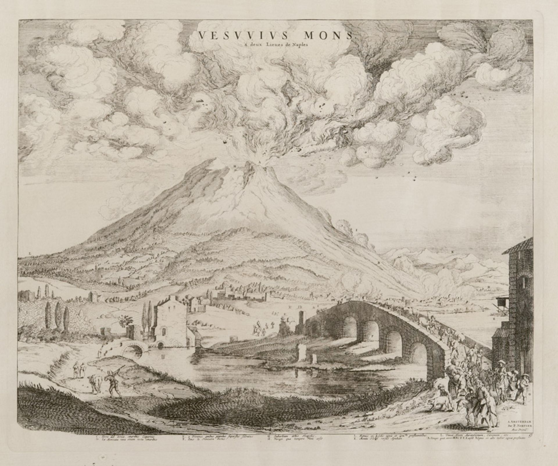 FRENCH ENGRAVER, LATE 19TH CENTURY VESUVIUS ERUPTION Engraving cm. 42 x 51 Framed INCISORE FRANCESE,