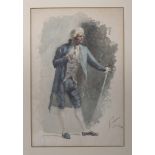 Francesco Vinea (Forlì 1845 - Florence 1902). Gentleman of the eighteenth century. Watercolor on