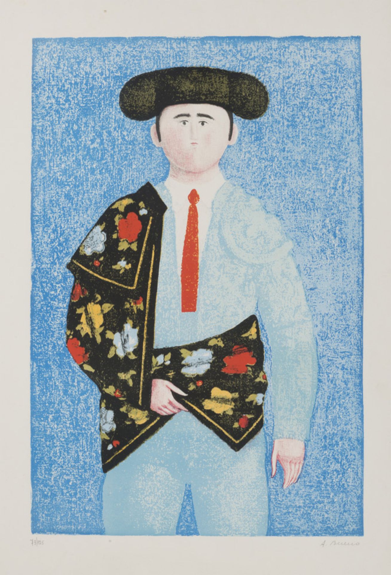 ANTHONY BUENO (Berlin 1918 - Fiesole 1985) Bullfighter Color lithography, ex. 73/125 Measures of the