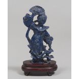 A CHINESE LAPISLAZULI SCULPTURE, 20TH CENTURY depicting Yang Guifei.