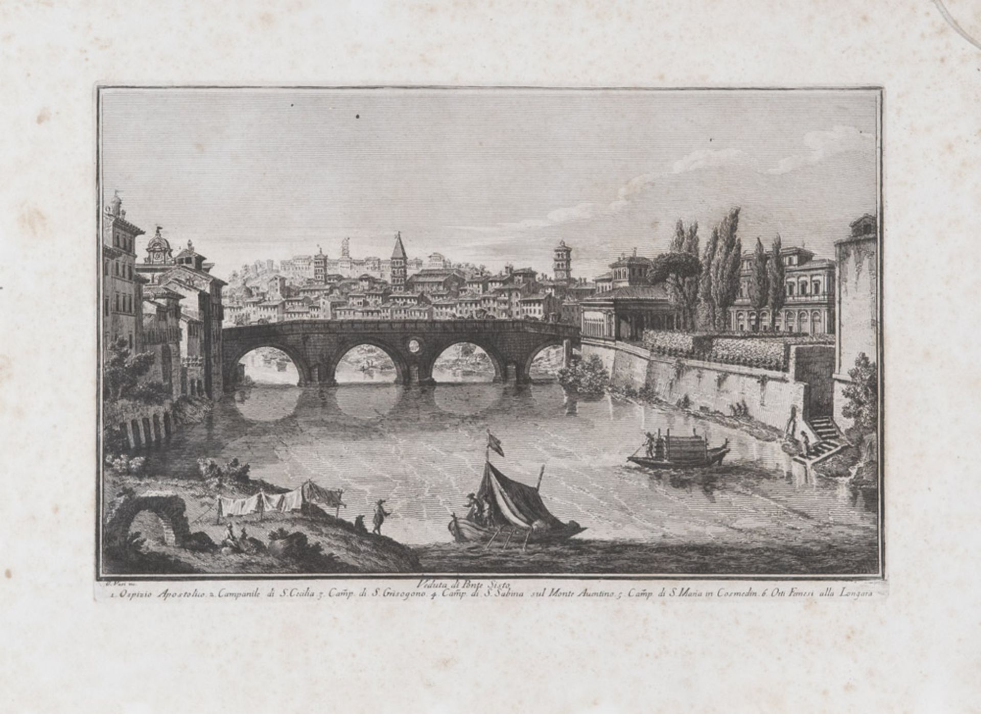 ENGRAVER 19TH CENTURY View of Ripa View of Ponte Sisto Pair of etchings, cm. 21 x 33 INCISORE XIX