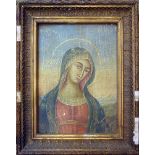PAINTER OF EARLY 20TH CENTURY Virgin in the landscape Oil on canvas, cm. 29 x 22 Framed Defects