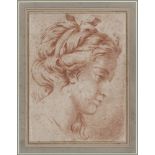 French painter, 18th century. Woman's face. Oil on canvas, cm. 33 x 24. PITTORE FRANCESE, XVIII