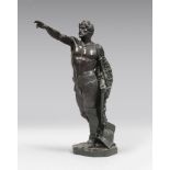 19th century sculptor. Gladiator. Burnished bronze, cm. 68 x 27 x 57. SCULTORE XIX SECOLO Gladiatore