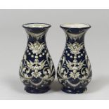 A PAIR OF SMALL MAIOLICA VASES, CICCOLI PESARO, EARLY 20TH CENTURY Marked under the base. Measures