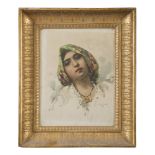 ITALIAN PAINTER, 20TH CENTURY CANTER Acquatinta, cm. 34 x 26 Signed 'Lisa De Salvo' FRAME Gilded