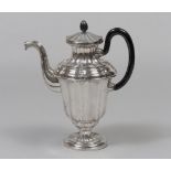 SILVER TEAM, ROMAN PONTIFICAL STATE 1828-1859 embossed body, with wooden handle. Argentiere Vincenzo