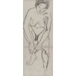 RUSSIAN ARTIST, 20TH CENTURY Nudo seduto, inizi '900 Matita su carta, cm. 31 x 12,5 ARTISTA RUSSO