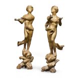 A PAIR OF GILT WOOD STATUES, CENTRAL ITALY 17TH CENTURY Measures cm. 136 x 48 x 30. SPLENDIDA COPPIA