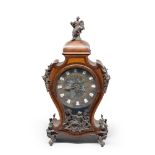 GREAT CARTEL CLOCK, 18TH CENTURY with box in wood of walnut-tree and reserves in violet ebony. Cap