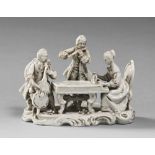 SMALL GROUP IN PORCELAIN, GINORS START XX CENTURY a white enamel, depicting the eighteenth-century