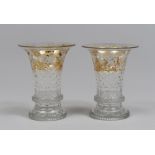 COUPLE OF VINTAGE GLASS VASES, EARLY 2OTH CENTURY trumpet shapes, with gold decorations.