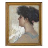 MARINO LENCI (Napoli 1874 - 1939) GIRL PROFILE Crayons on cardboard, cm. 39 x 32 Signed at the