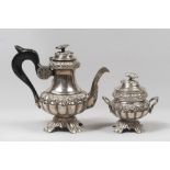 SMALL SILVER TEAPOT AND SUGAR BOWL, PUCH ROME PONTIFICAL STATE LATE 18TH CENTURY Title 833/1000.